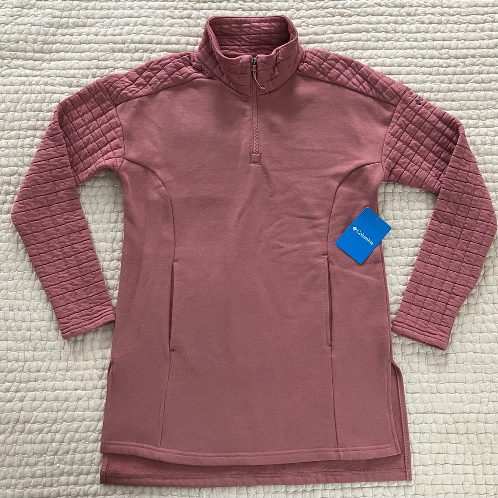 NWT Columbia women’s quilted Castle Hill Tunic mock neck 1/4 zip pink XS S